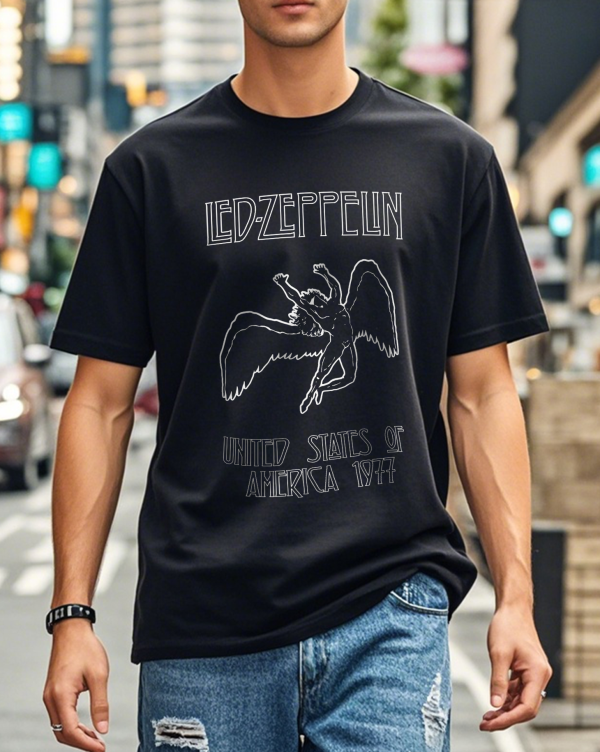 Led Zeppelin Icarus 1977 Tee Fashion Graphic Print Shirts Cotton Soft T-Shirts Men Crew Neck Short Sleeve Shirt - Image 7