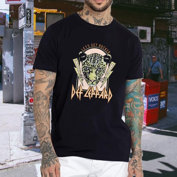 Men's Def Leppard Music Tour Shirt Graphic Fashion Short Sleeve T-Shirt Cotton Rock Fan pop Rock Music Black T-Shirt - Image 2