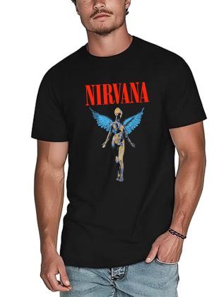 Men's Nirvana Live Concert Photo Cotton Rock Fan T Shirts for Men Loose fit Crewneck  Short Sleeve Shirts