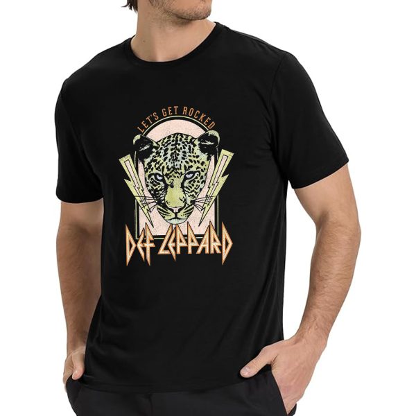 Men's Def Leppard Music Tour Shirt Graphic Fashion Short Sleeve T-Shirt Cotton Rock Fan pop Rock Music Black T-Shirt