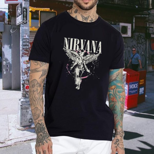 Men's Nirvana Live Concert Photo Cotton Rock Fan T Shirts for Men Loose fit Crewneck  Short Sleeve Shirts - Image 2