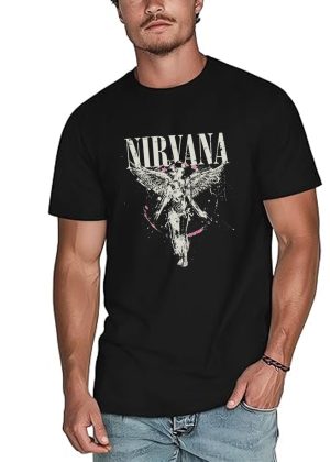 Men's Nirvana Live Concert Photo Cotton Rock Fan T Shirts for Men Loose fit Crewneck  Short Sleeve Shirts