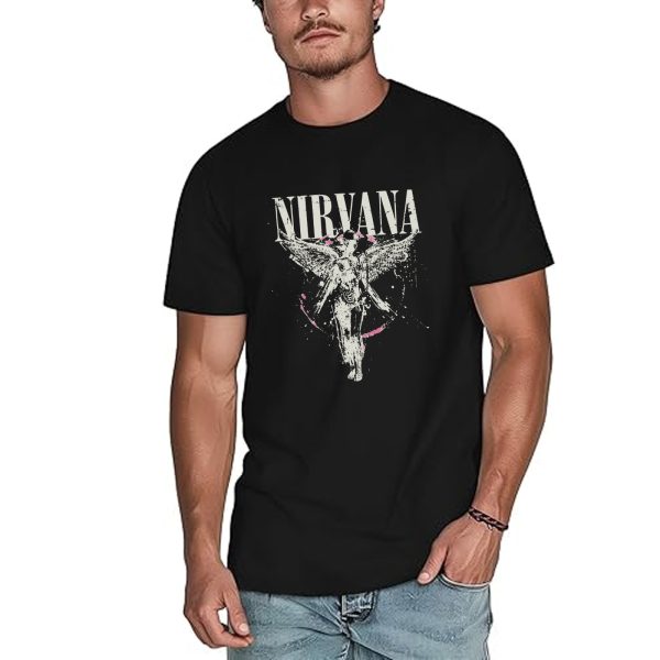 Men's Nirvana Live Concert Photo Cotton Rock Fan T Shirts for Men Loose fit Crewneck  Short Sleeve Shirts