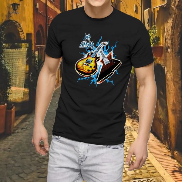 Men's Def Leppard Band Exclusive Guitar Music Tour Shirt Graphic Fashion Short Sleeve T-Shirt Cotton Rock Fan pop Rock Music Black T-Shirt - Image 5