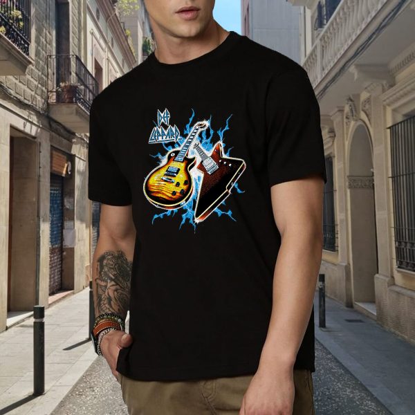 Men's Def Leppard Band Exclusive Guitar Music Tour Shirt Graphic Fashion Short Sleeve T-Shirt Cotton Rock Fan pop Rock Music Black T-Shirt - Image 4