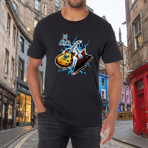 Men's Def Leppard Band Exclusive Guitar Music Tour Shirt Graphic Fashion Short Sleeve T-Shirt Cotton Rock Fan pop Rock Music Black T-Shirt - Image 3