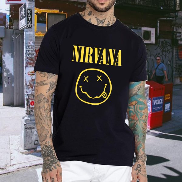 Men's Nirvana Photo Cotton Rock Fan T Shirts for Men Loose fit Crewneck  Short Sleeve Shirts - Image 2
