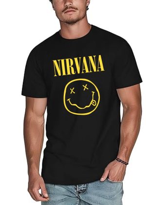 Men's Nirvana Photo Cotton Rock Fan T Shirts for Men Loose fit Crewneck  Short Sleeve Shirts