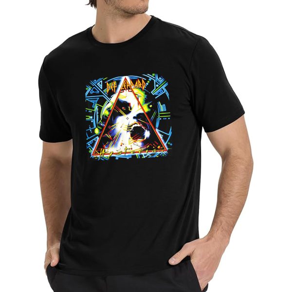 Men's Def Leppard Band Hysteria Music Tour Shirt Graphic Fashion Short Sleeve T-Shirt Cotton Rock Fan pop Rock Music Black T-Shirt