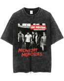 One Direction Band Unisex's T Shirt Vintage Washed Top for Men Women Music Fans
