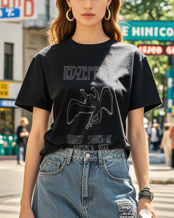 Led Zeppelin Icarus 1977 Tee Fashion Graphic Print Shirts Cotton Soft T-Shirts Men Crew Neck Short Sleeve Shirt - Image 6