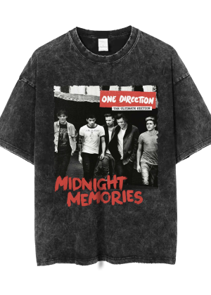 One Direction Band Unisex's T Shirt Vintage Washed Top for Men Women Music Fans