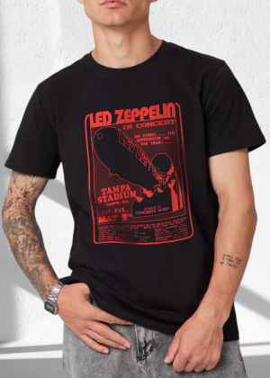Led Zeppelin Men's In Concert T-Shirt Graphic Print Shirts Cotton Soft T-Shirts Men Crew Neck Short Sleeve Shirt