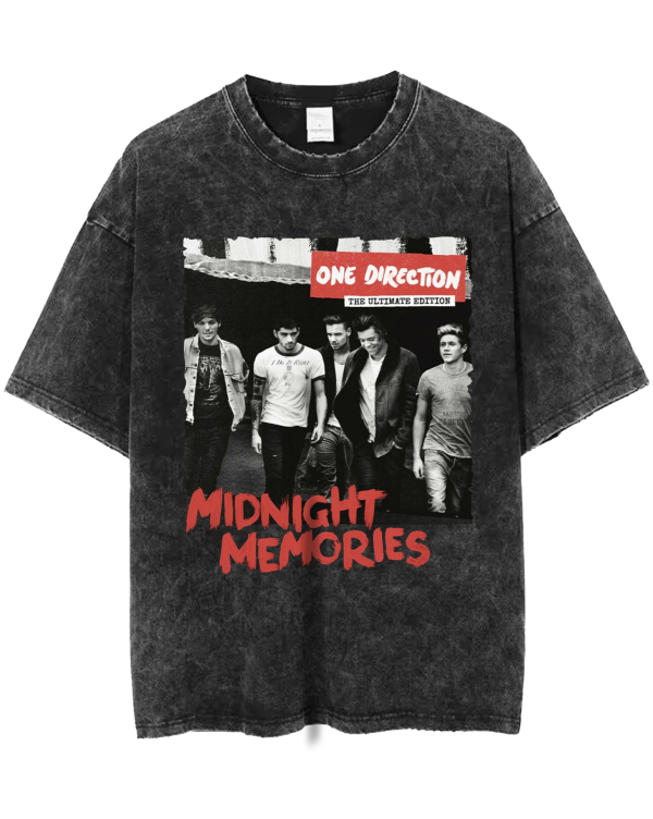 One Direction Band Unisex's T Shirt Vintage Washed Top for Men Women Music Fans