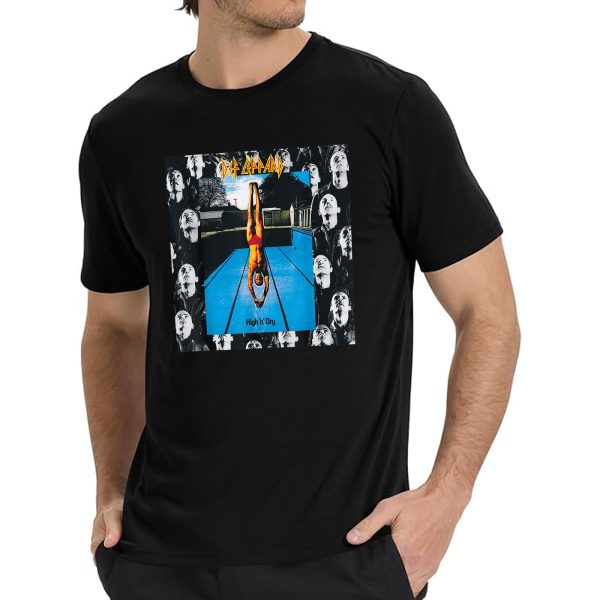 Men's Def Leppard Band High 'n' Dry Music Tour Shirt Graphic Fashion Short Sleeve T-Shirt Cotton Rock Fan pop Rock Music Black T-Shirt