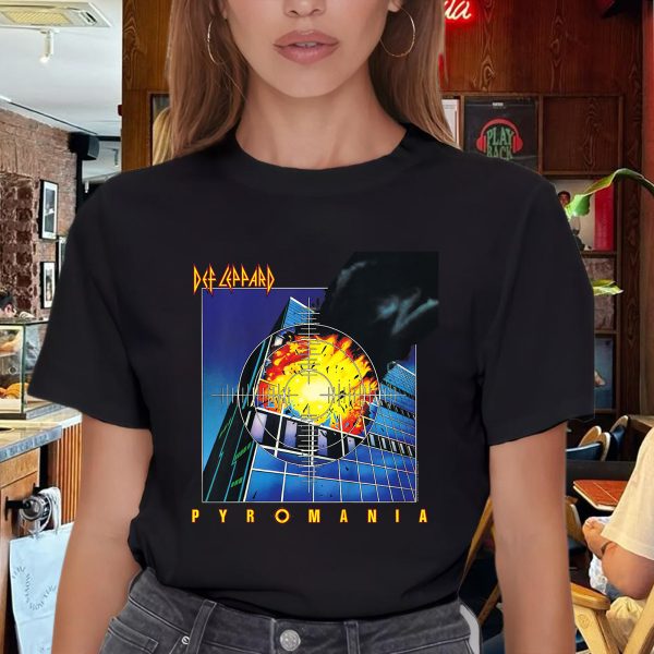 Men's Def Leppard Band Def Leppard Pyromania Black Cotton T-Shirt Classic Fit Crew Neck Short Sleeve Adult Rock Fan pop Rock Music Black T-Shirt - Image 4