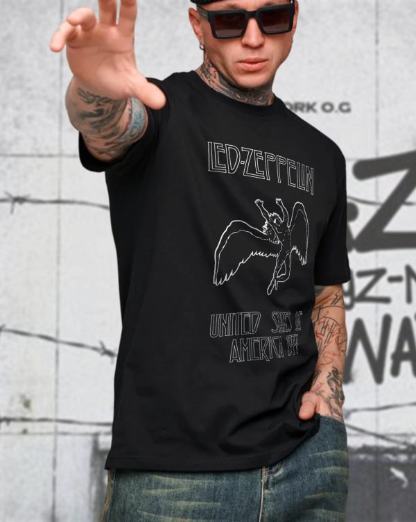 Led Zeppelin Icarus 1977 Tee Fashion Graphic Print Shirts Cotton Soft T-Shirts Men Crew Neck Short Sleeve Shirt - Image 5