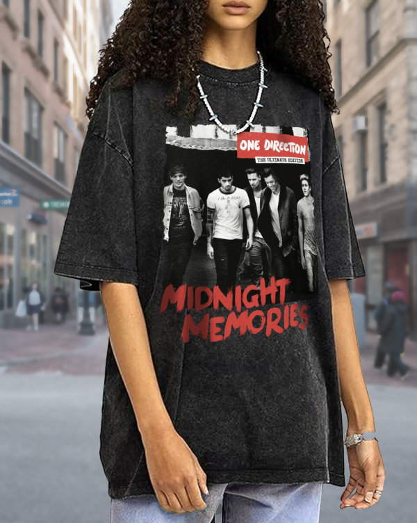One Direction Band Unisex's T Shirt Vintage Washed Top for Men Women Music Fans - Image 3