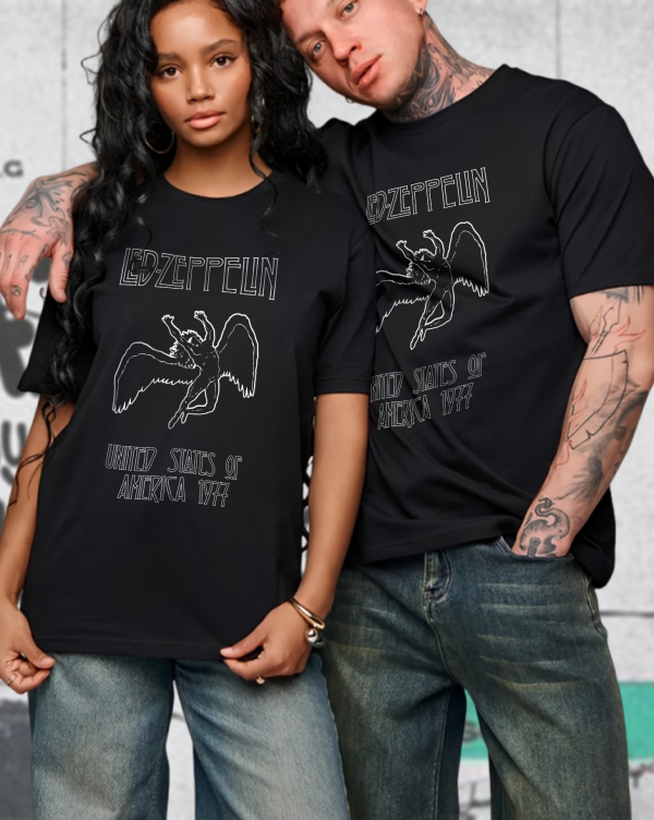 Led Zeppelin Icarus 1977 Tee Fashion Graphic Print Shirts Cotton Soft T-Shirts Men Crew Neck Short Sleeve Shirt - Image 4