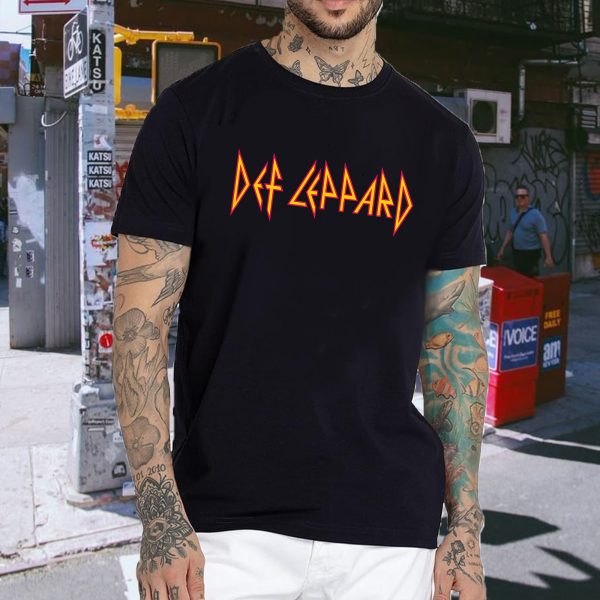Men's Def Leppard Music Tour Shirt Graphic Fashion Short Sleeve T-Shirt Cotton Rock Fan pop Rock Music Black T-Shirt - Image 2