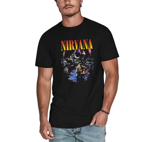 Men's Nirvana Live Concert Photo Cotton Rock Fan T Shirts for Men Loose fit Crewneck  Short Sleeve Shirts