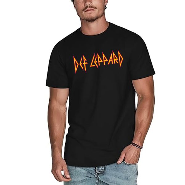 Men's Def Leppard Music Tour Shirt Graphic Fashion Short Sleeve T-Shirt Cotton Rock Fan pop Rock Music Black T-Shirt