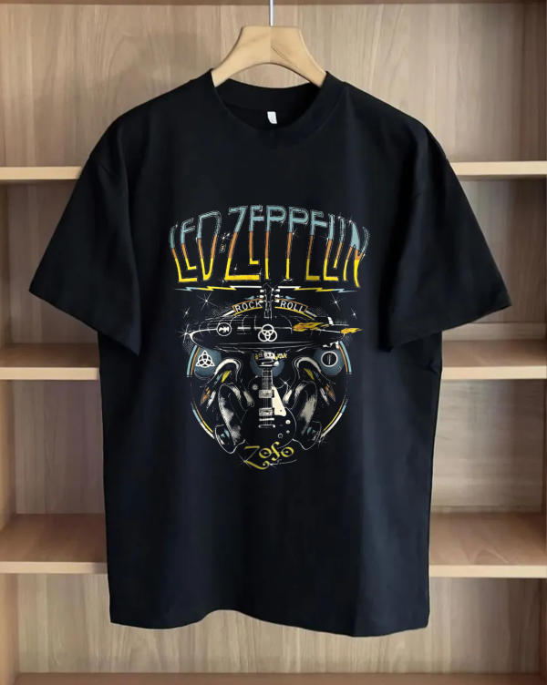 Led Zeppelin Rock Roll T-Shirt Cotton Soft Crew Neck Short Sleeve Shirt for Band Music Fans - Image 2