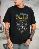 Led Zeppelin Rock Roll T-Shirt Cotton Soft Crew Neck Short Sleeve Shirt for Band Music Fans