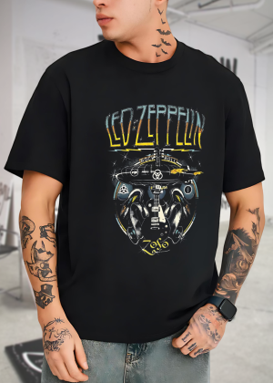 Led Zeppelin Rock Roll T-Shirt Cotton Soft Crew Neck Short Sleeve Shirt for Band Music Fans