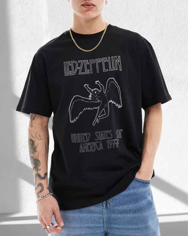 Led Zeppelin Icarus 1977 Tee Fashion Graphic Print Shirts Cotton Soft T-Shirts Men Crew Neck Short Sleeve Shirt