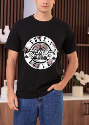 Guns N' Roses Rock Music T-Shirts Handmade Tee Fashion Graphic Print Shirt Cotton T-Shirt Women Soft T-Shirts Men Crew Neck Short Sleeve Shirt