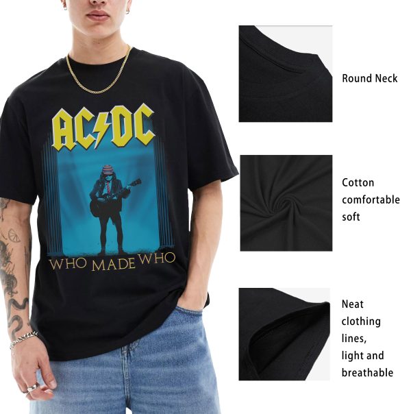 ACDC Shirts World Tour T-Shirts Handmade Fashion Graphic Print Shirts Cotton T-Shirt Women Soft T-Shirts Men Crew Neck Short Sleeve Shirt - Image 6