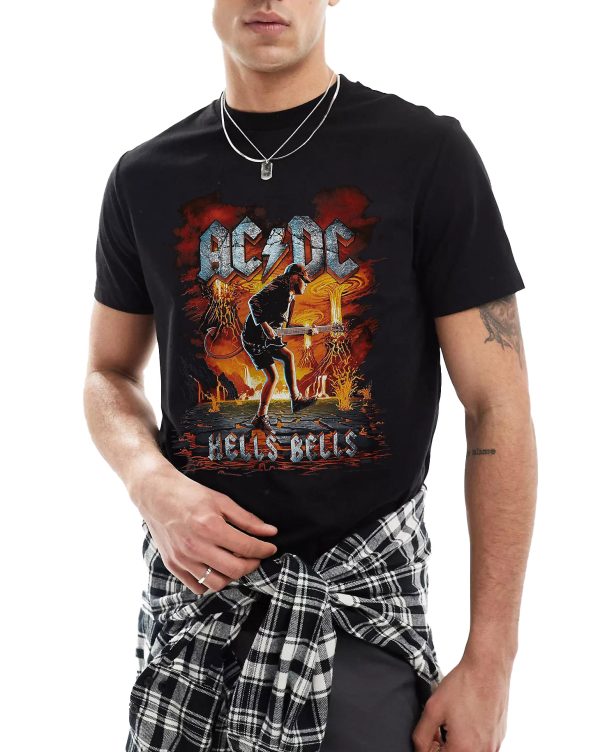 Men AC/DC Rock T-Shirts Handmade Fashion Graphic Print Shirts Cotton T-Shirt Women Soft T-Shirts Crew Neck Short Sleeve Shirt