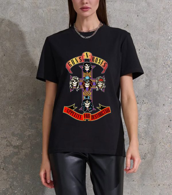 Men Guns N' Roses Rock T-Shirts Handmade Fashion Graphic Print Shirts Cotton T-Shirt Women Soft T-Shirts Crew Neck Short Sleeve Shirt - Image 2