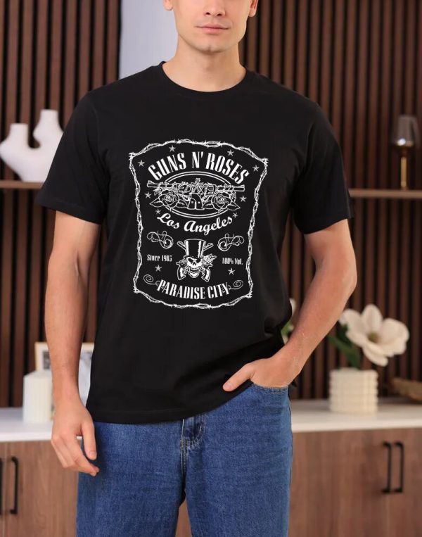 Guns N' Roses Paradise City Shirts Men Handmade Fashion Graphic Print Shirts Cotton T-Shirt Women Soft T-Shirts Crew Neck Short Sleeve Shirt Hip Hop Tee Tops - Image 3
