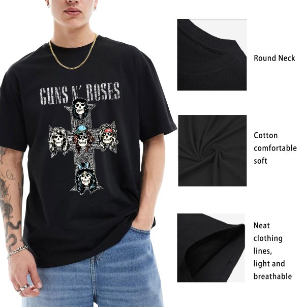 Guns N' Roses Rock Music Shirts Handmade Tee Fashion Graphic Print Shirts Cotton T-Shirt Women Soft T-Shirts Men Crew Neck Short Sleeve Shirt - Image 8
