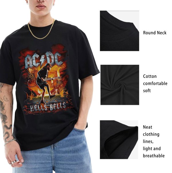 Men AC/DC Rock T-Shirts Handmade Fashion Graphic Print Shirts Cotton T-Shirt Women Soft T-Shirts Crew Neck Short Sleeve Shirt - Image 7