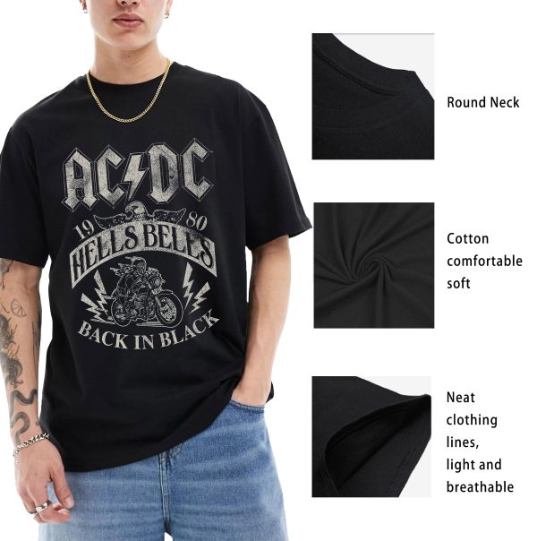 ACDC World Tour T-Shirts Handmade Fashion Graphic Print Shirts Cotton T-Shirt Women Soft T-Shirts Men Crew Neck Short Sleeve Shirt - Image 7