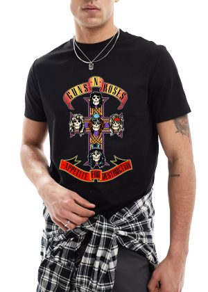 Men Guns N' Roses Rock T-Shirts Handmade Fashion Graphic Print Shirts Cotton T-Shirt Women Soft T-Shirts Crew Neck Short Sleeve Shirt