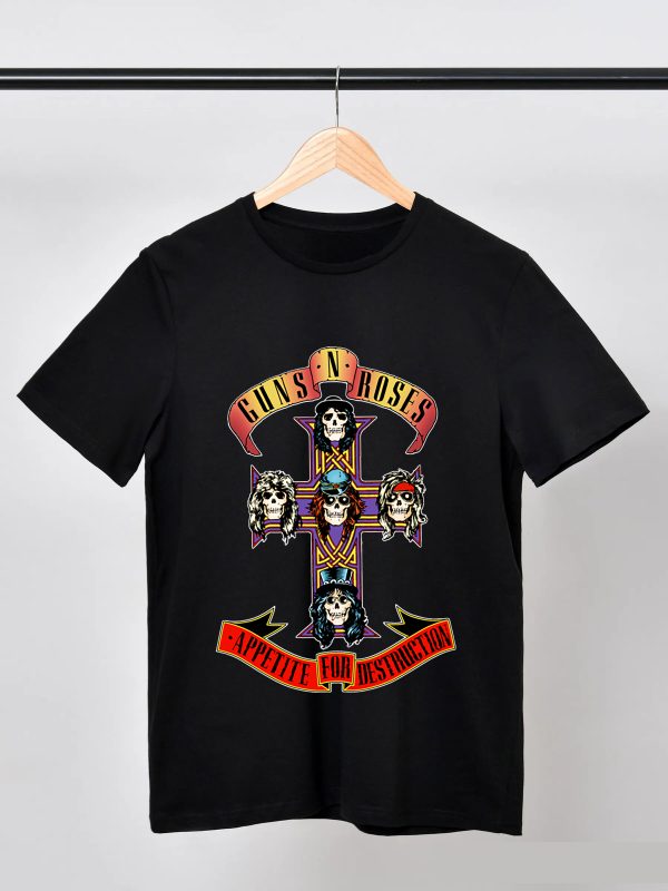 Men Guns N' Roses Rock T-Shirts Handmade Fashion Graphic Print Shirts Cotton T-Shirt Women Soft T-Shirts Crew Neck Short Sleeve Shirt - Image 6