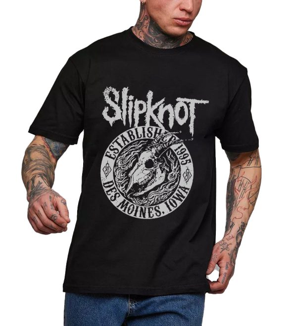 Slipknot Iowa Skull 1995 T-Shirt Men Handmade Fashion Graphic Print Shirts Cotton T-Shirt Women Soft T-Shirts Crew Neck Short Sleeve Shirt Hip Hop Tee Tops - Image 3
