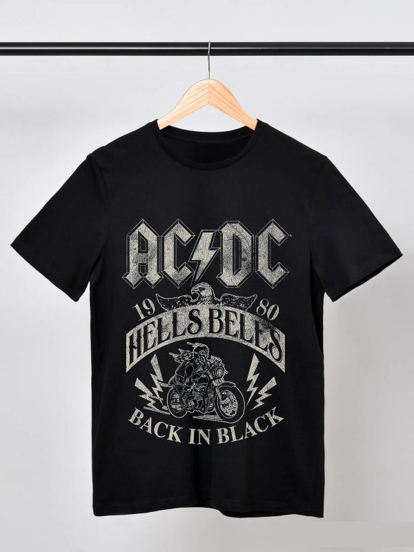 ACDC World Tour T-Shirts Handmade Fashion Graphic Print Shirts Cotton T-Shirt Women Soft T-Shirts Men Crew Neck Short Sleeve Shirt