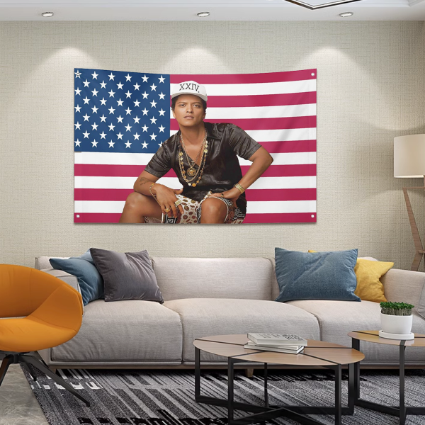 Bruno Mars 2x3 ft (60x90cm) Flag,Banner Decor For College Dorm & Bedroom Decor, Outdoor Parties