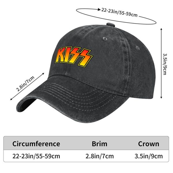Men’s KISS Rock Music Bnad Vintage Washed Cotton Baseball Cap - Image 5