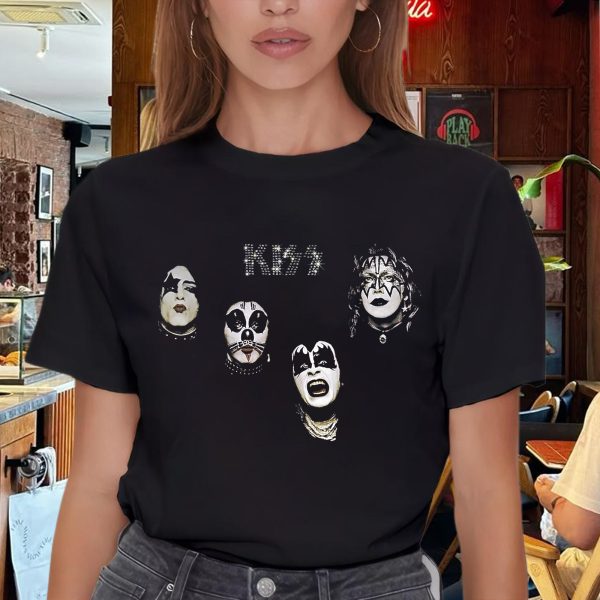 Men's KISS 1974 KISS Tee Vintage Rock Graphic Tee 80s Music Shirt Cotton Rock Fan pop Rock Music World Tour Black T-Shirt - Image 6