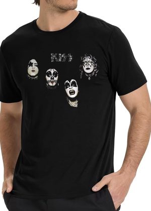 Men's KISS 1974 KISS Tee Vintage Rock Graphic Tee 80s Music Shirt Cotton Rock Fan pop Rock Music World Tour Black T-Shirt
