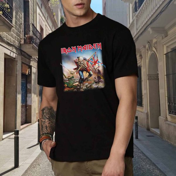 Men's Iron Maiden Band The Trooper T-Shirt Vintage Rock Graphic Tee Cotton Rock Fan pop Rock Music World Tour Black Unisex T-Shirt - Image 5