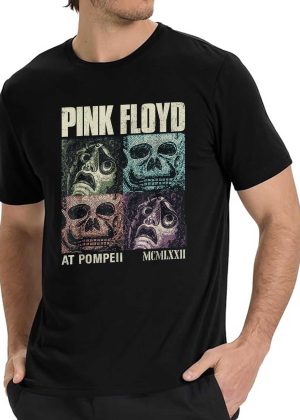 Men's Pink Floyd Band Live at Pompeii Memento Mori T-Shirt Vintage Rock Graphic Tee Cotton Rock Fan pop Rock Music World Tour Black Unisex T-Shirt