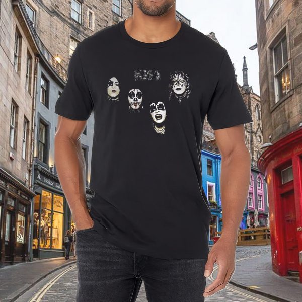 Men's KISS 1974 KISS Tee Vintage Rock Graphic Tee 80s Music Shirt Cotton Rock Fan pop Rock Music World Tour Black T-Shirt - Image 5