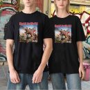 Men's Iron Maiden Band The Trooper T-Shirt Vintage Rock Graphic Tee Cotton Rock Fan pop Rock Music World Tour Black Unisex T-Shirt